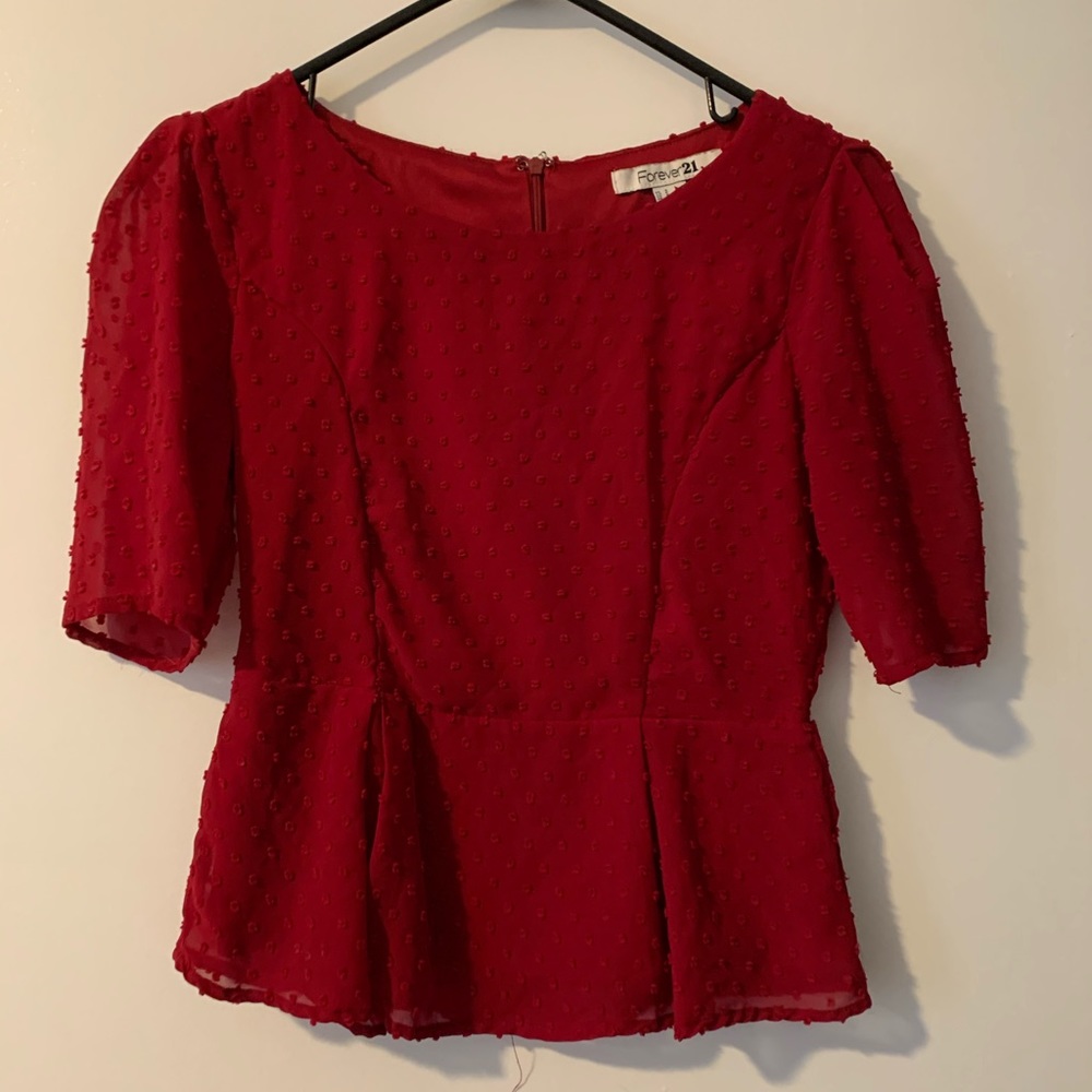 Red peplum top